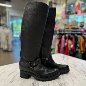 Miu Miu Pebbled Leather Moto Boots Size 9.5